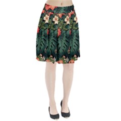 Flowers Monstera Foliage Tropical Pleated Skirt