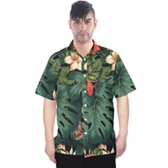Flowers Monstera Foliage Tropical Men s Hawaii Shirt