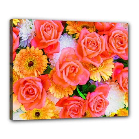 Bouquet Floral Blossom Anniversary Canvas 20  X 16  (stretched)