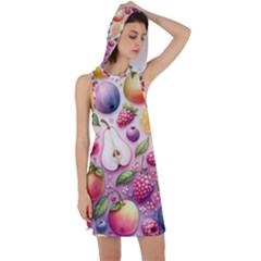 Fruits Apple Strawberry Raspberry Racer Back Hoodie Dress