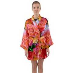 Bouquet Floral Blossom Anniversary Long Sleeve Satin Kimono by Ravend
