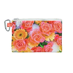 Bouquet Floral Blossom Anniversary Canvas Cosmetic Bag (medium) by Ravend