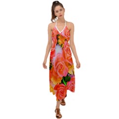 Bouquet Floral Blossom Anniversary Halter Tie Back Dress  by Ravend