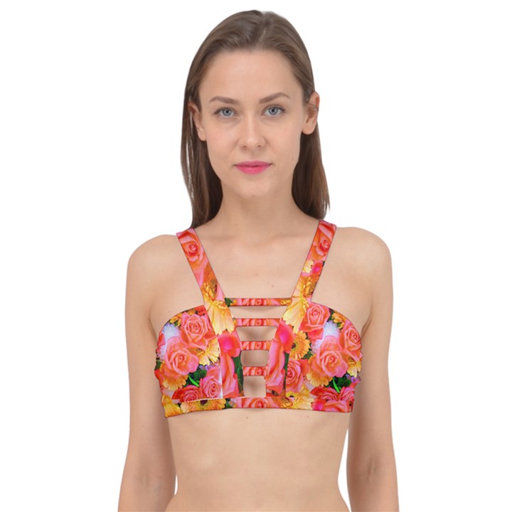 Bouquet Floral Blossom Anniversary Cage Up Bikini Top