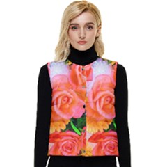 Bouquet Floral Blossom Anniversary Women s Button Up Puffer Vest by Ravend