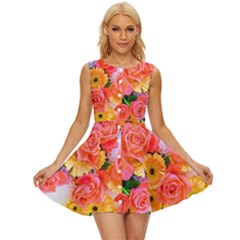 Bouquet Floral Blossom Anniversary Sleeveless Button Up Dress by Ravend