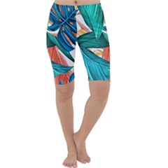 Leaves Tropical Exotic Green Plant Cropped Leggings 