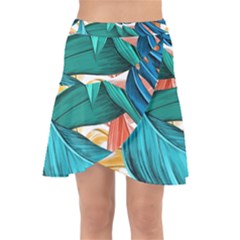 Leaves Tropical Exotic Green Plant Wrap Front Skirt