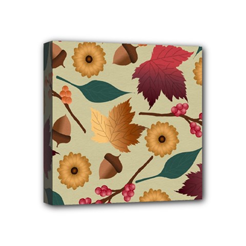 Autumn Leaves Colours Season Mini Canvas 4  X 4  (stretched) by Ravend