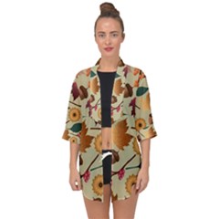 Autumn Leaves Colours Season Open Front Chiffon Kimono