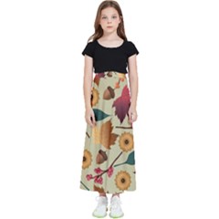 Autumn Leaves Colours Season Kids  Flared Maxi Skirt