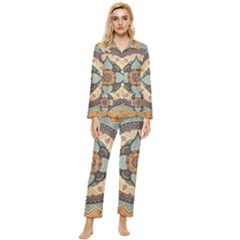 Mandala Floral Decorative Flower Art Womens  Long Sleeve Velvet Pocket Pajamas Set