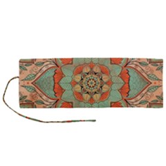 Mandala Floral Decorative Flower Roll Up Canvas Pencil Holder (m)