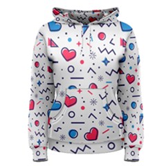 Hearts Seamless Pattern Memphis Style Women s Pullover Hoodie by Grandong