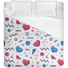 Hearts Seamless Pattern Memphis Style Duvet Cover (king Size)