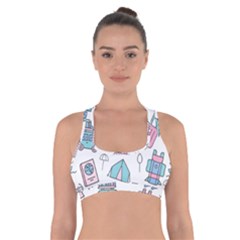 Transportation Seamless Pattern Cross Back Sports Bra by Grandong