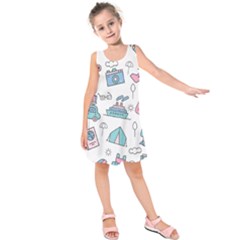 Transportation Seamless Pattern Kids  Sleeveless Dress by Grandong