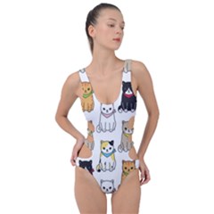 Cat Kitten Seamless Pattern Side Cut Out Swimsuit by Grandong