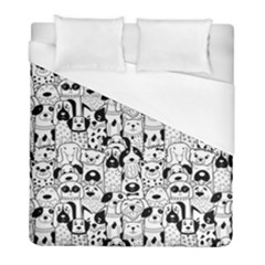 Seamless Pattern With Black White Doodle Dogs Duvet Cover (full/ Double Size) by Grandong