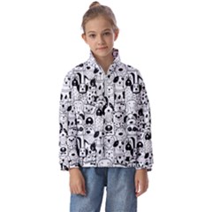 Seamless Pattern With Black White Doodle Dogs Kids  Half Zip Hoodie by Grandong