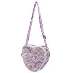 Cute Cat Kitten Cartoon Doodle Seamless Pattern Heart Shoulder Bag