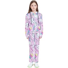 Cute Cat Kitten Cartoon Doodle Seamless Pattern Kids  Tracksuit