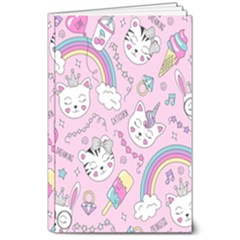 Cute Cat Kitten Cartoon Doodle Seamless Pattern 8  x 10  Softcover Notebook