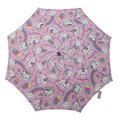 Beautiful Cute Animals Pattern Pink Hook Handle Umbrellas (Large)