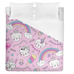 Beautiful Cute Animals Pattern Pink Duvet Cover (Queen Size)