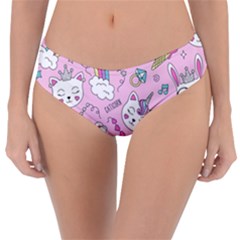 Beautiful Cute Animals Pattern Pink Reversible Classic Bikini Bottoms