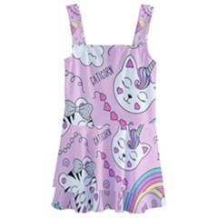 Beautiful Cute Animals Pattern Pink Kids  Layered Skirt Swimsuit