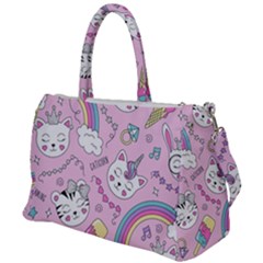 Beautiful Cute Animals Pattern Pink Duffel Travel Bag