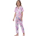 Beautiful Cute Animals Pattern Pink Kids  Satin Short Sleeve Pajamas Set View1