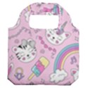 Beautiful Cute Animals Pattern Pink Premium Foldable Grocery Recycle Bag View2