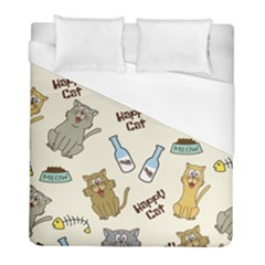 Cute Astronaut Cat With Star Galaxy Elements Seamless Pattern Duvet Cover (Full/ Double Size)