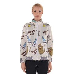 Cute Astronaut Cat With Star Galaxy Elements Seamless Pattern Women s Bomber Jacket