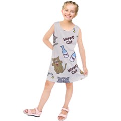 Cute Astronaut Cat With Star Galaxy Elements Seamless Pattern Kids  Tunic Dress