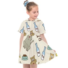 Cute Astronaut Cat With Star Galaxy Elements Seamless Pattern Kids  Sailor Dress