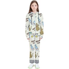 Cute Astronaut Cat With Star Galaxy Elements Seamless Pattern Kids  Tracksuit