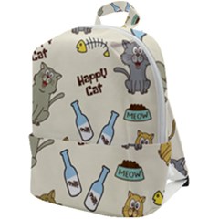 Cute Astronaut Cat With Star Galaxy Elements Seamless Pattern Zip Up Backpack by Grandong