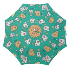 Seamless Pattern Cute Cat Cartoon With Hand Drawn Style Straight Umbrellas by Grandong