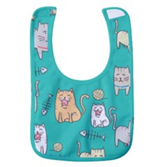 Seamless Pattern Cute Cat Cartoon With Hand Drawn Style Baby Bib by Grandong