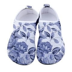 Blue Vintage Background Background With Flowers, Vintage Men s Sock-style Water Shoes by nateshop