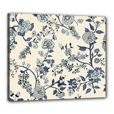 Blue Vintage Background, Blue Roses Patterns, Retro Canvas 24  X 20  (stretched) by nateshop