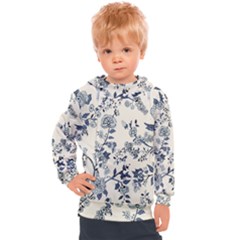 Blue Vintage Background, Blue Roses Patterns, Retro Kids  Hooded Pullover by nateshop