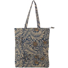 Brown Vintage Background Vintage Floral Pattern, Brown Double Zip Up Tote Bag by nateshop