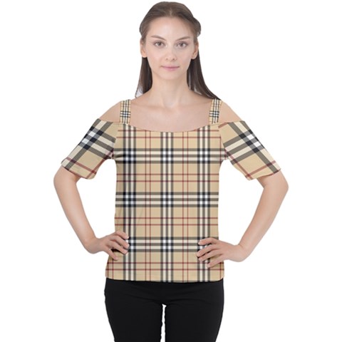 Burberry, Checker, Clothes, Fashion, Pattern Cutout Shoulder T-shirt by nateshop
