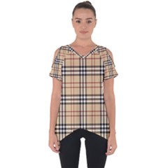Burberry, Checker, Clothes, Fashion, Pattern Cut Out Side Drop T-shirt by nateshop
