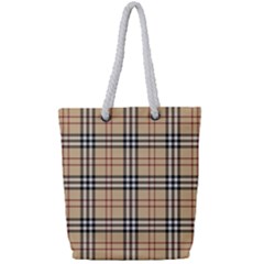 Burberry, Checker, Clothes, Fashion, Pattern Full Print Rope Handle Tote (small)