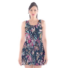 Coorful Flowers Pattern Floral Patterns Scoop Neck Skater Dress by nateshop